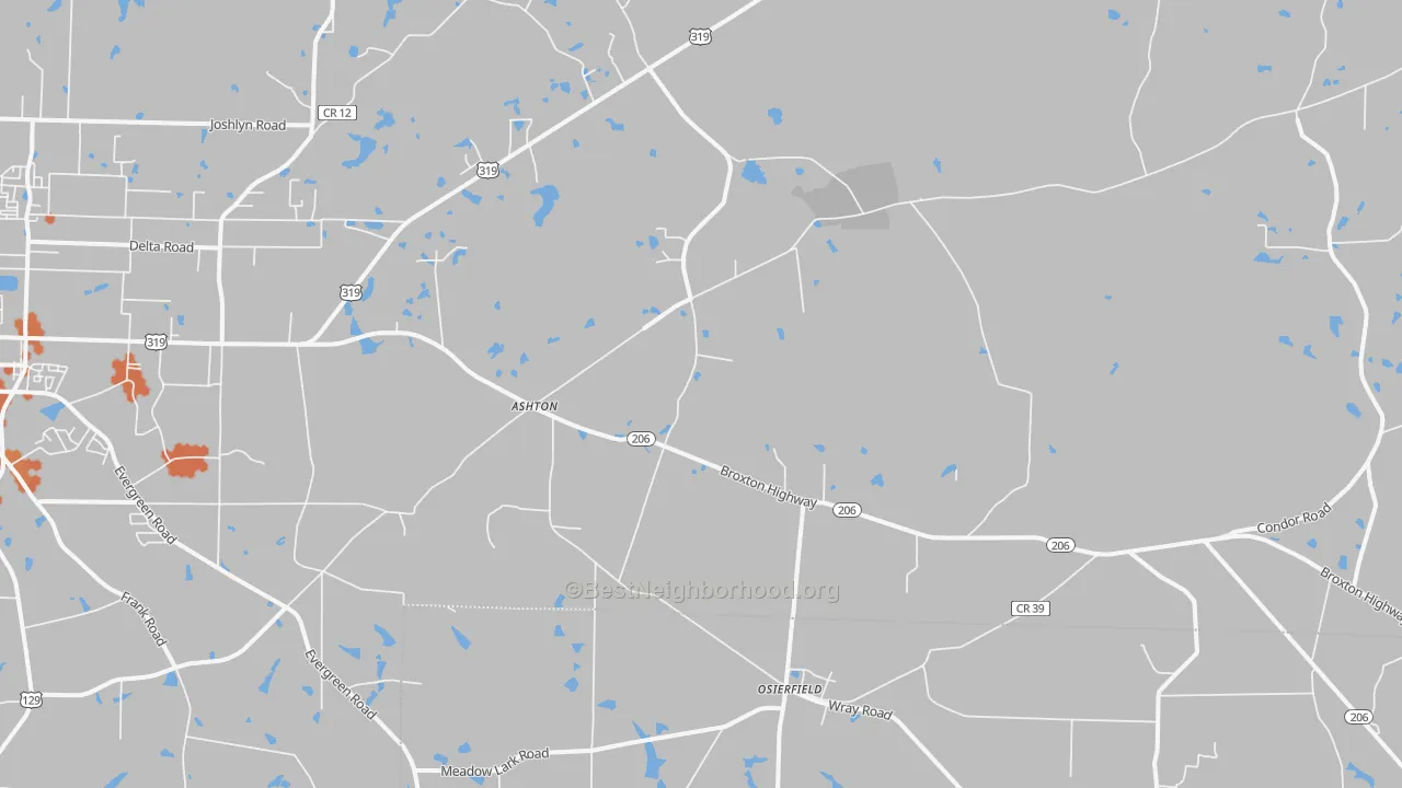 Bike Grade map of Osierfield, GA