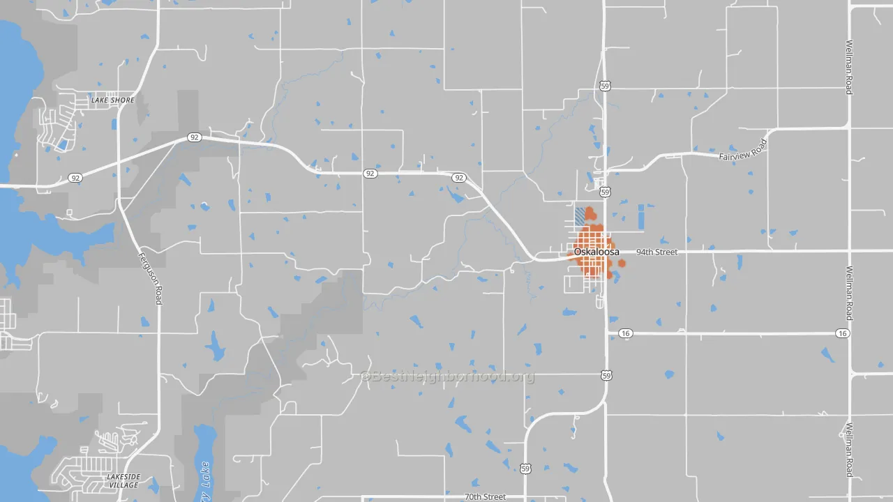 Bike Grade map of Oskaloosa, KS