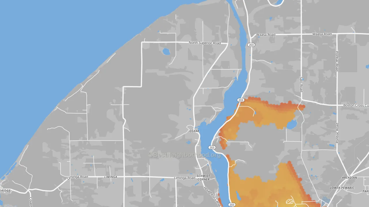 Bike Grade map of Oskar, MI