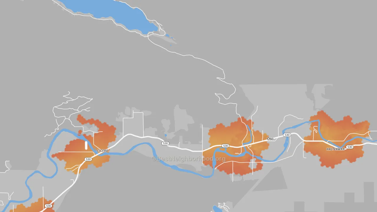 Bike Grade map of Oso, WA