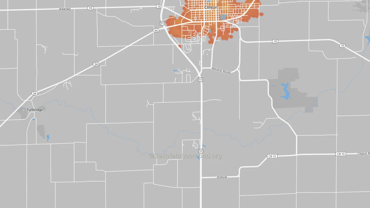 Bike Grade map of Ospur, IL