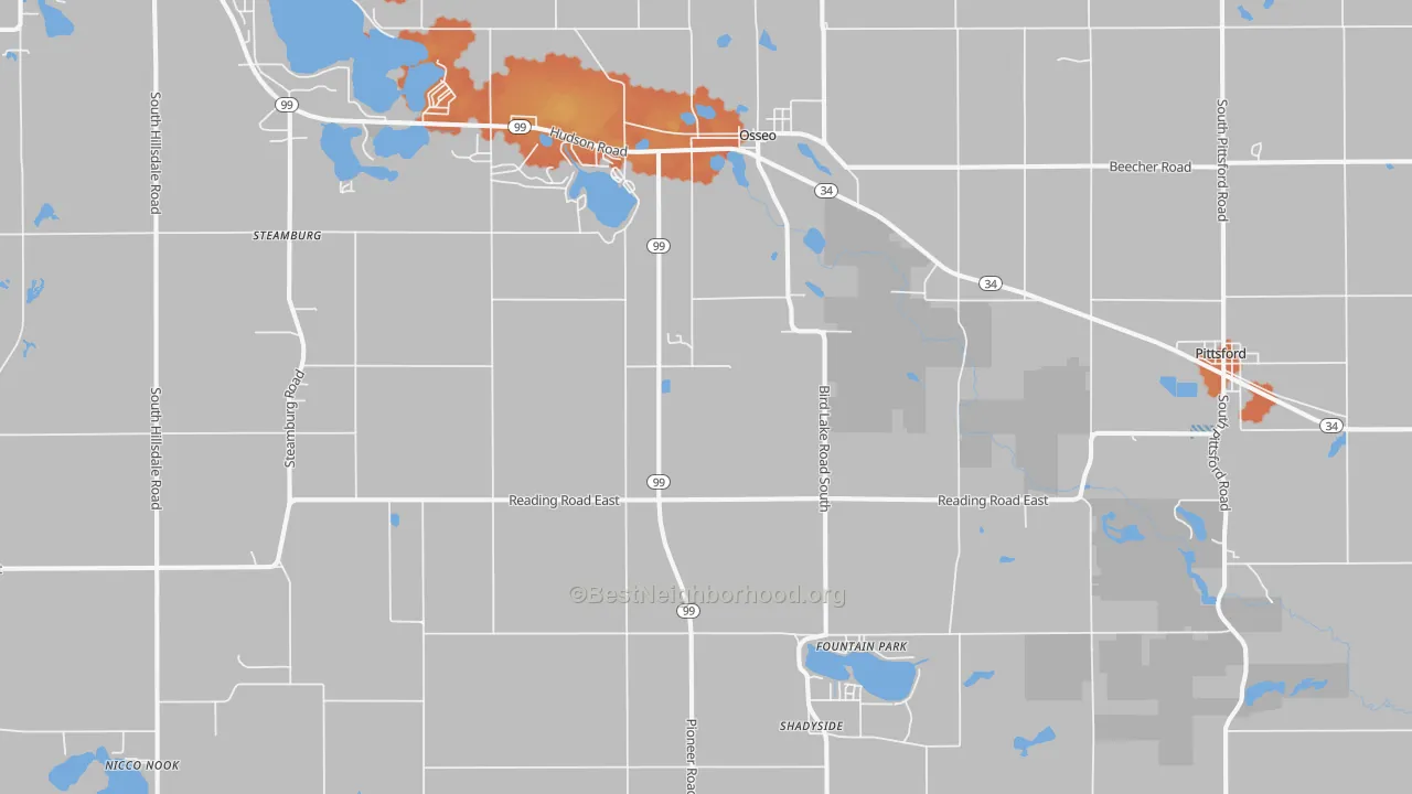 Bike Grade map of Osseo, MI