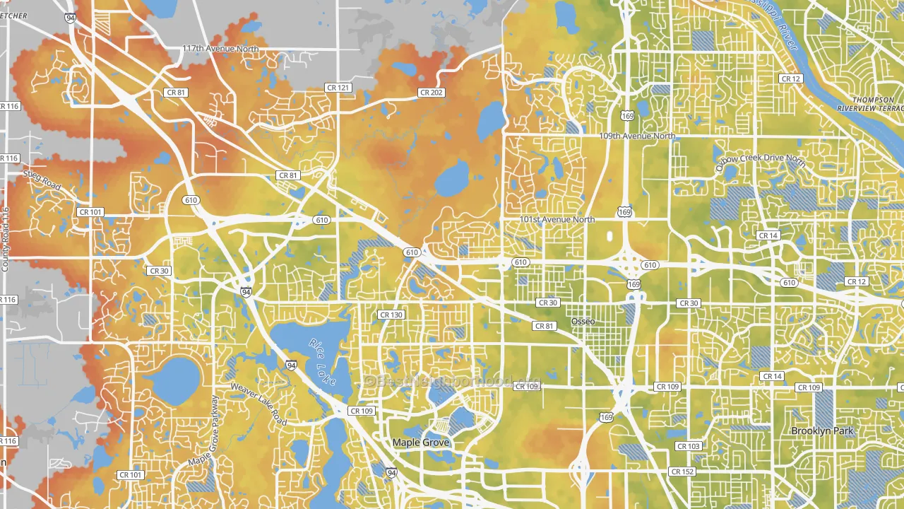 Bike Grade map of Osseo, MN