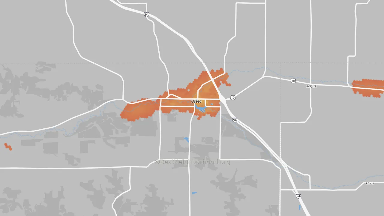 Bike Grade map of Osseo, WI