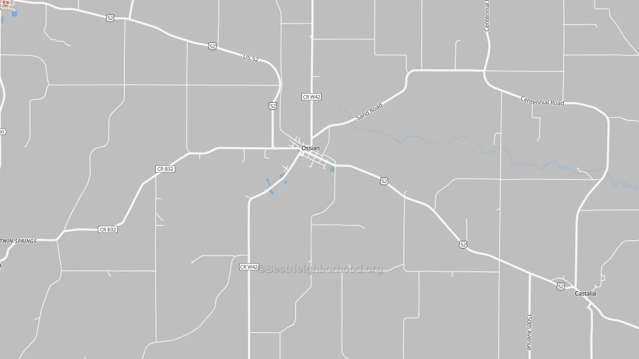 Bike Grade map of Ossian, IA