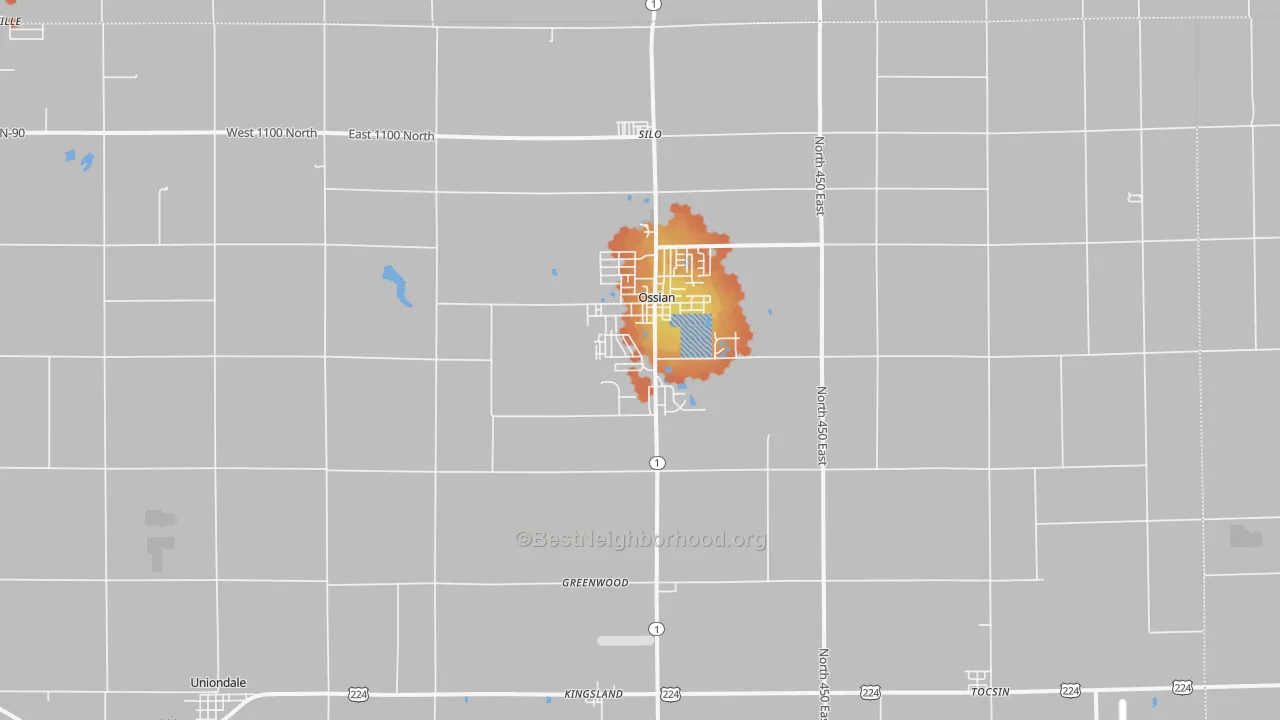 Bike Grade map of Ossian, IN