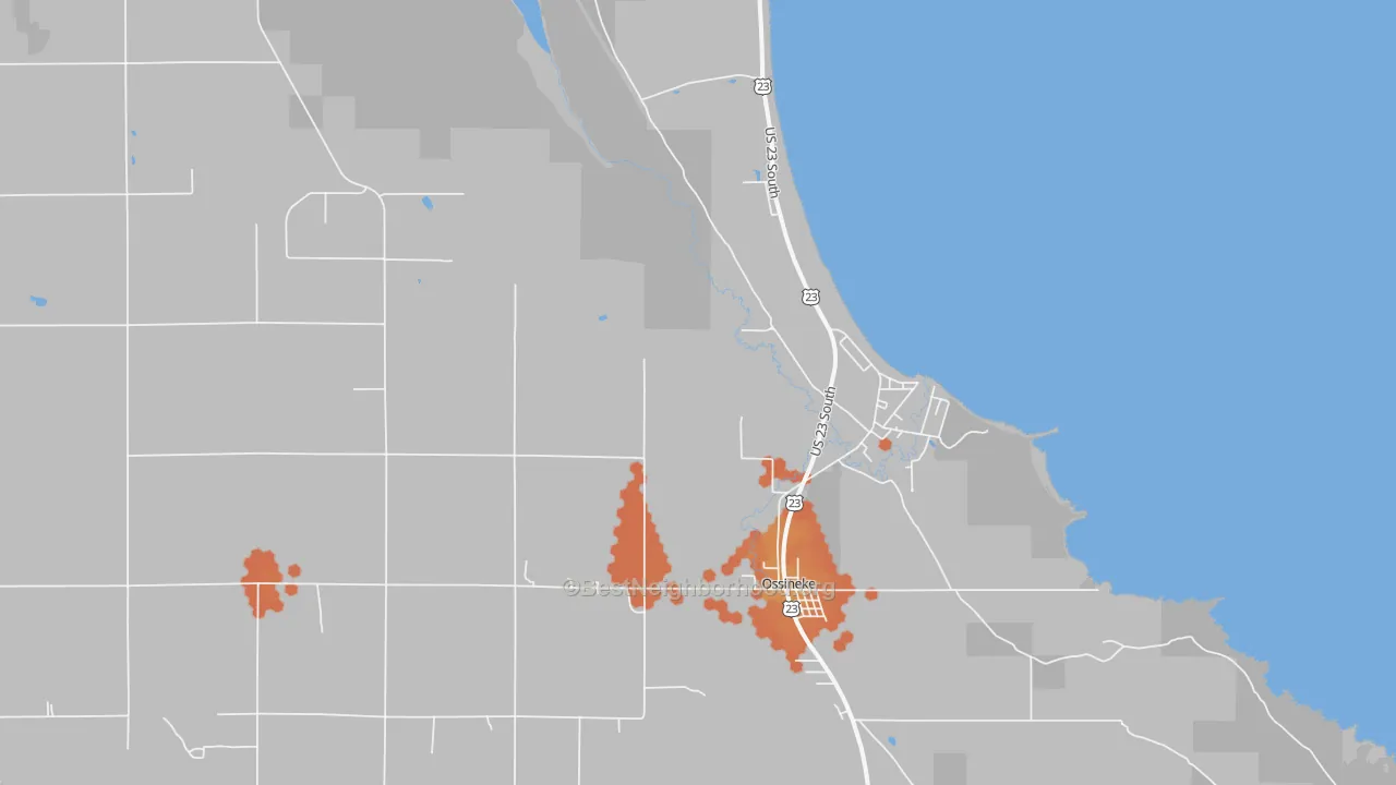 Bike Grade map of Ossineke, MI