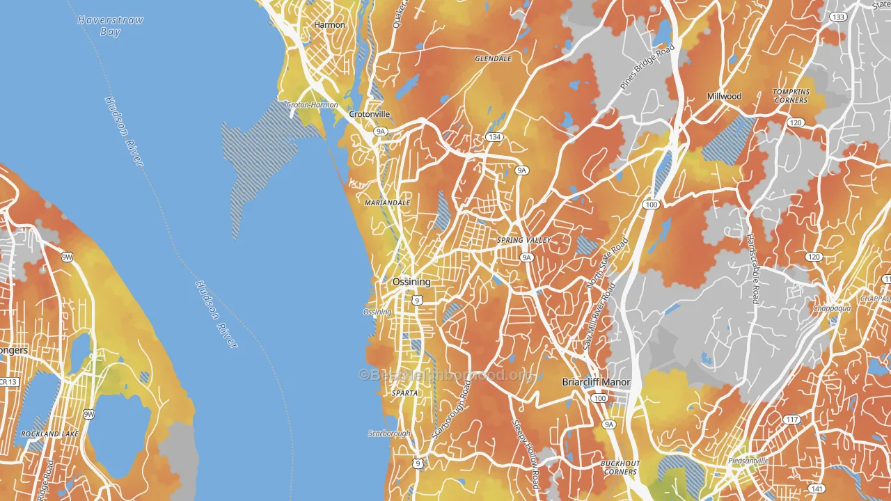 Bike Grade map of Ossining, NY