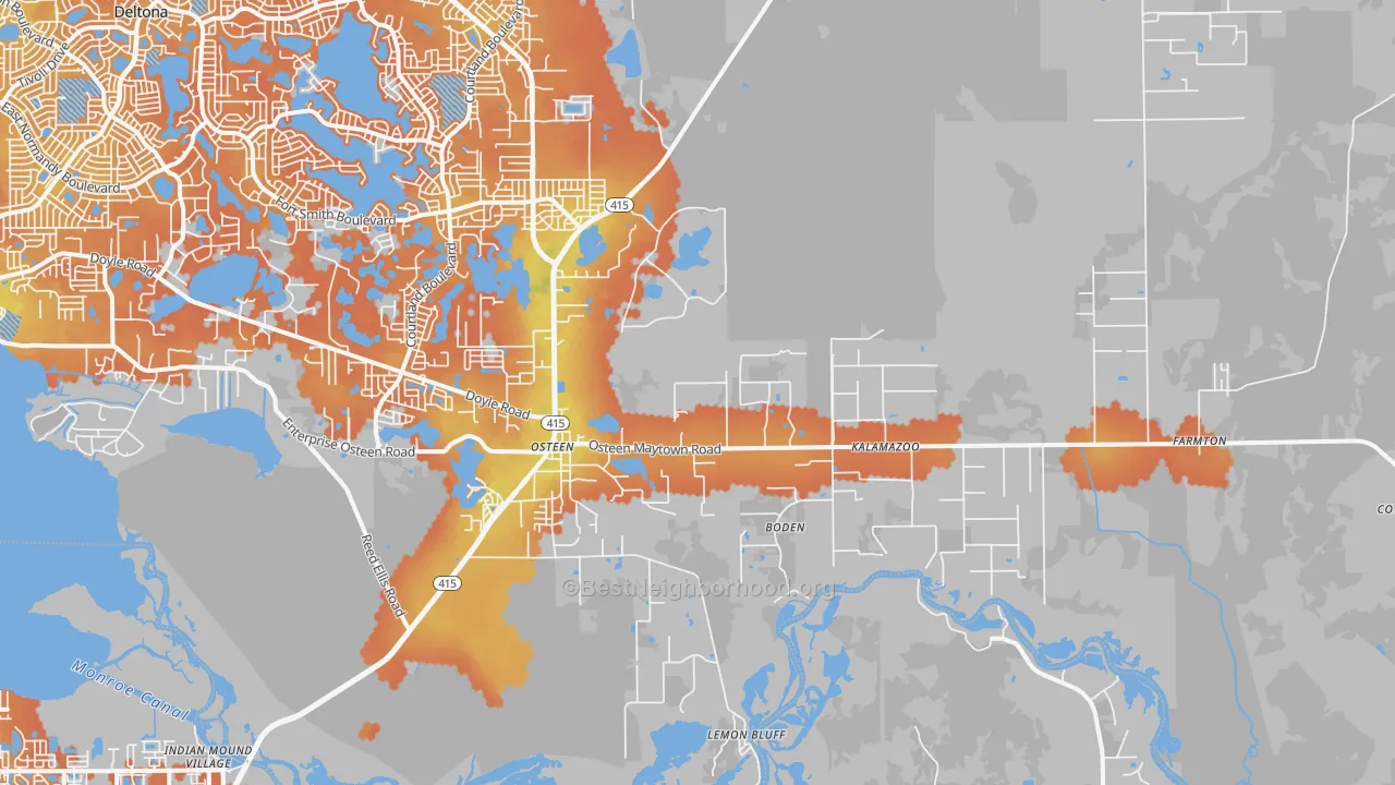 Bike Grade map of Osteen, FL