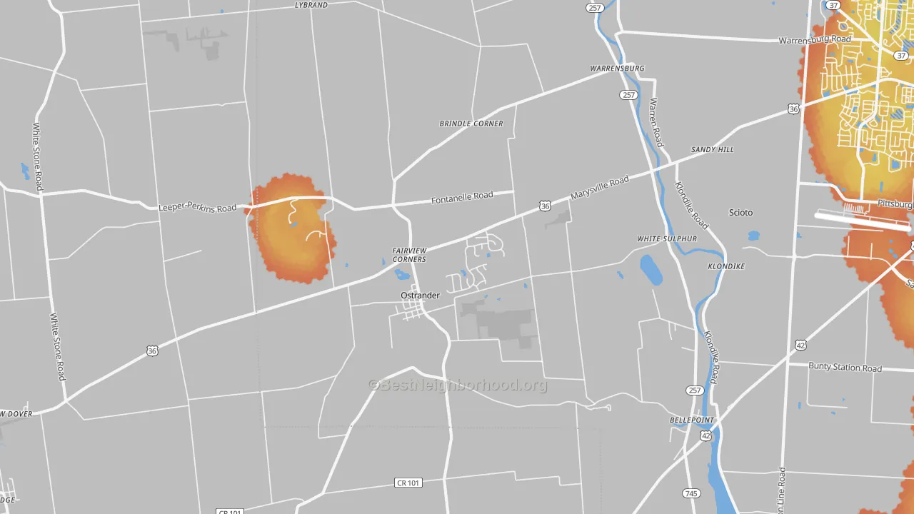 Bike Grade map of Ostrander, OH