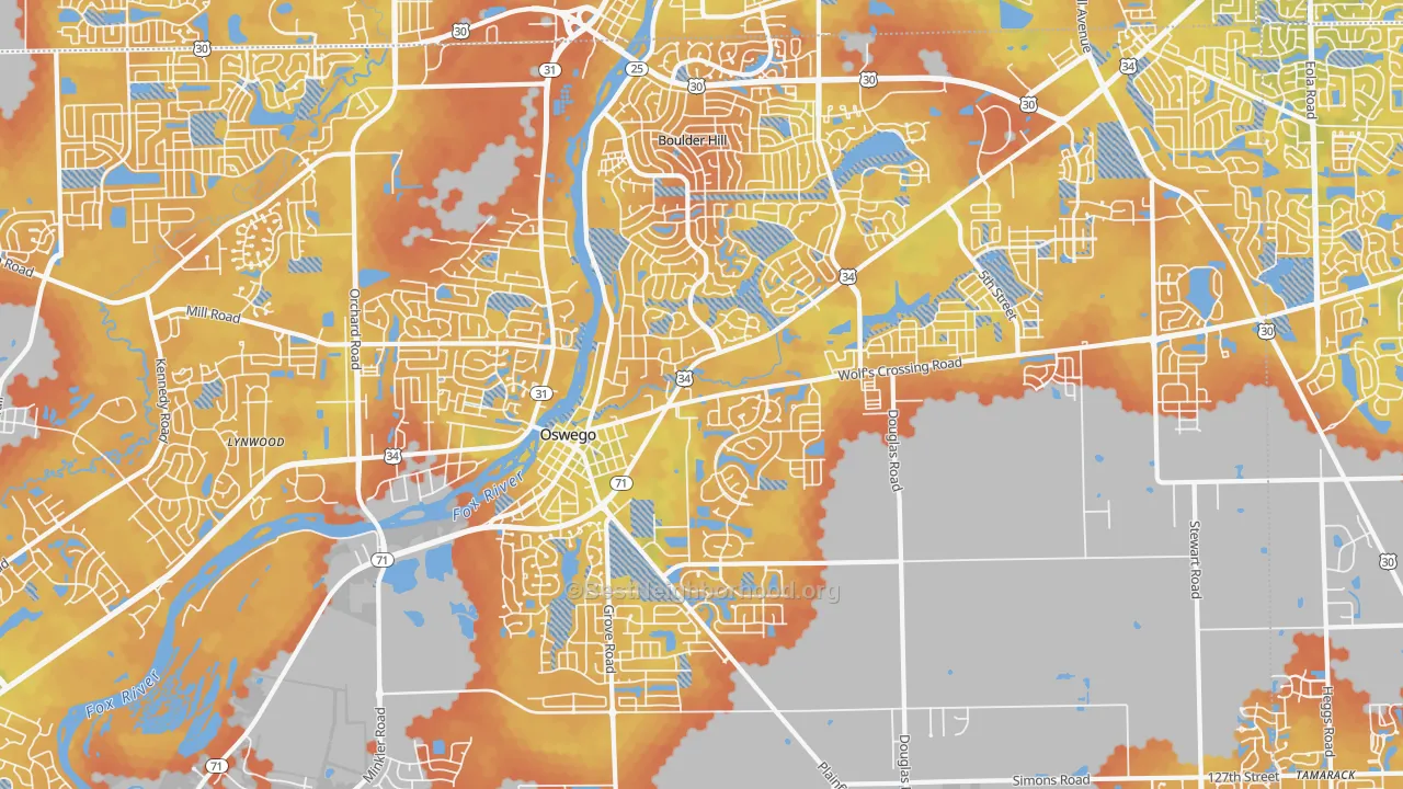 Bike Grade map of Oswego, IL