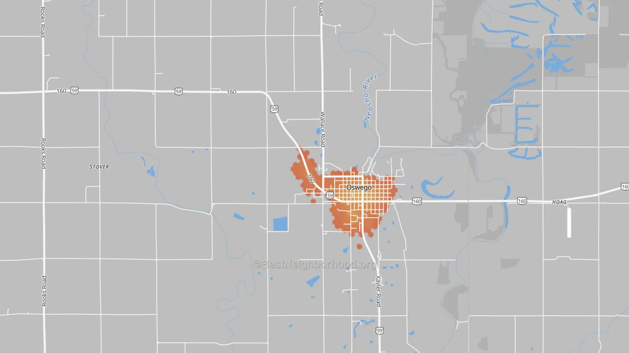 Bike Grade map of Oswego, KS