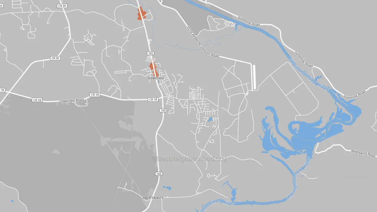 Bike Grade map of Oswichee, AL