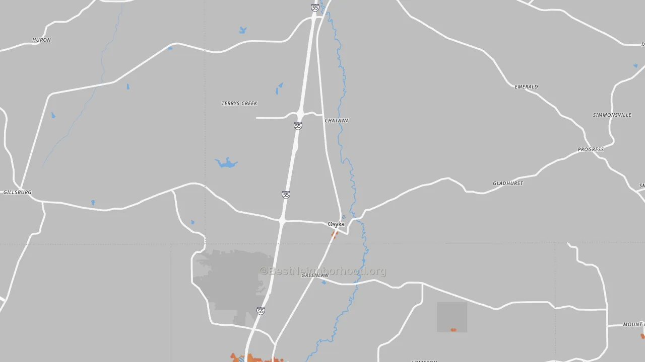 Bike Grade map of Osyka, MS