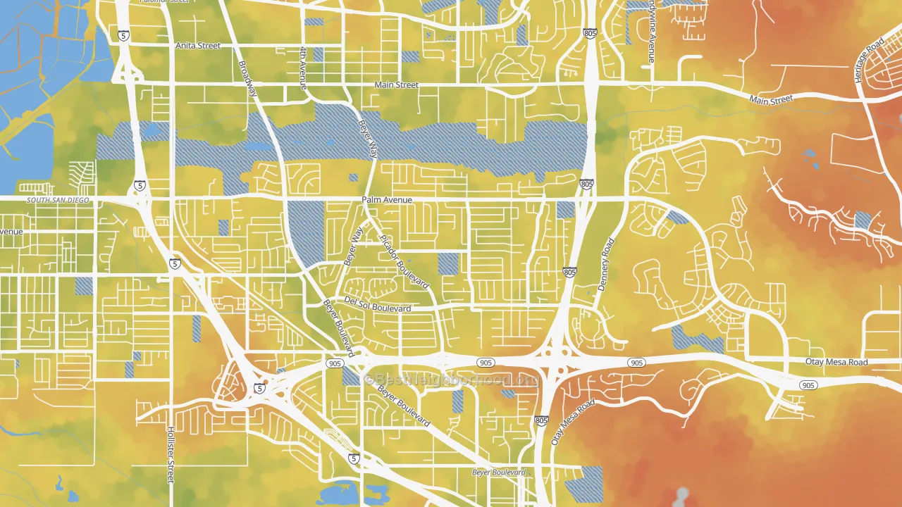 Bike Grade map of Otay Mesa West, San Diego, CA