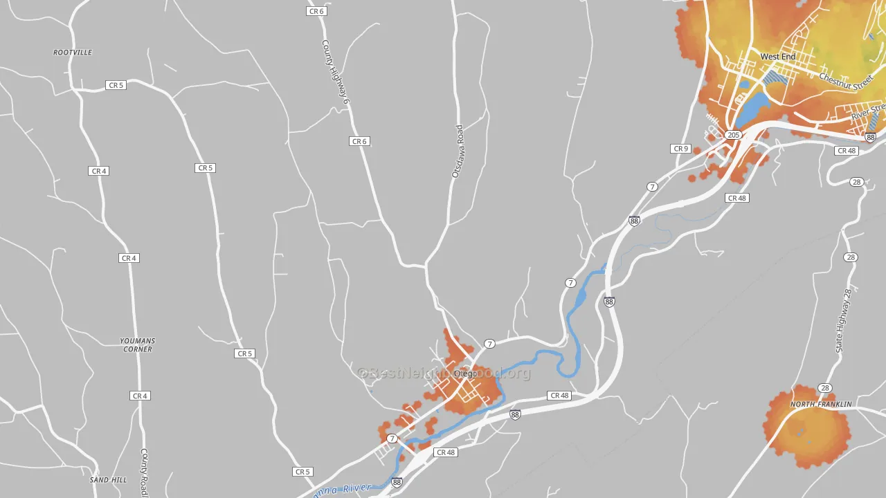 Bike Grade map of Otego, NY