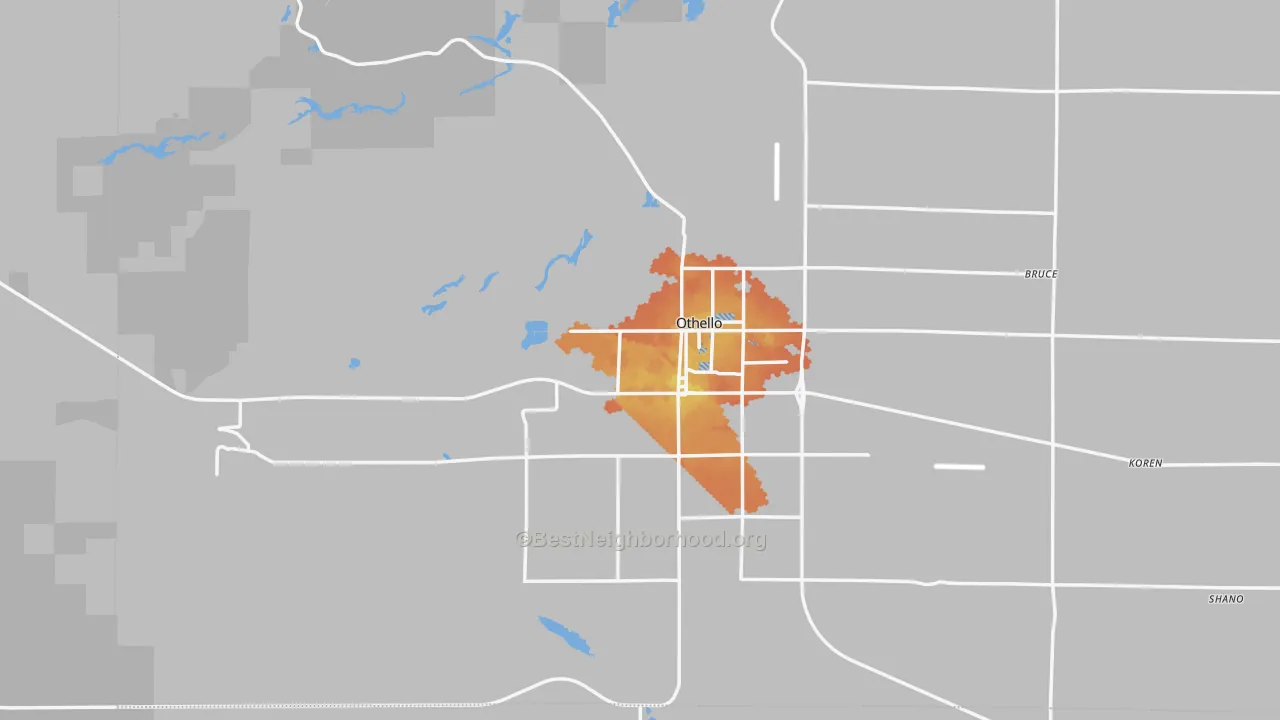 Bike Grade map of Othello, WA