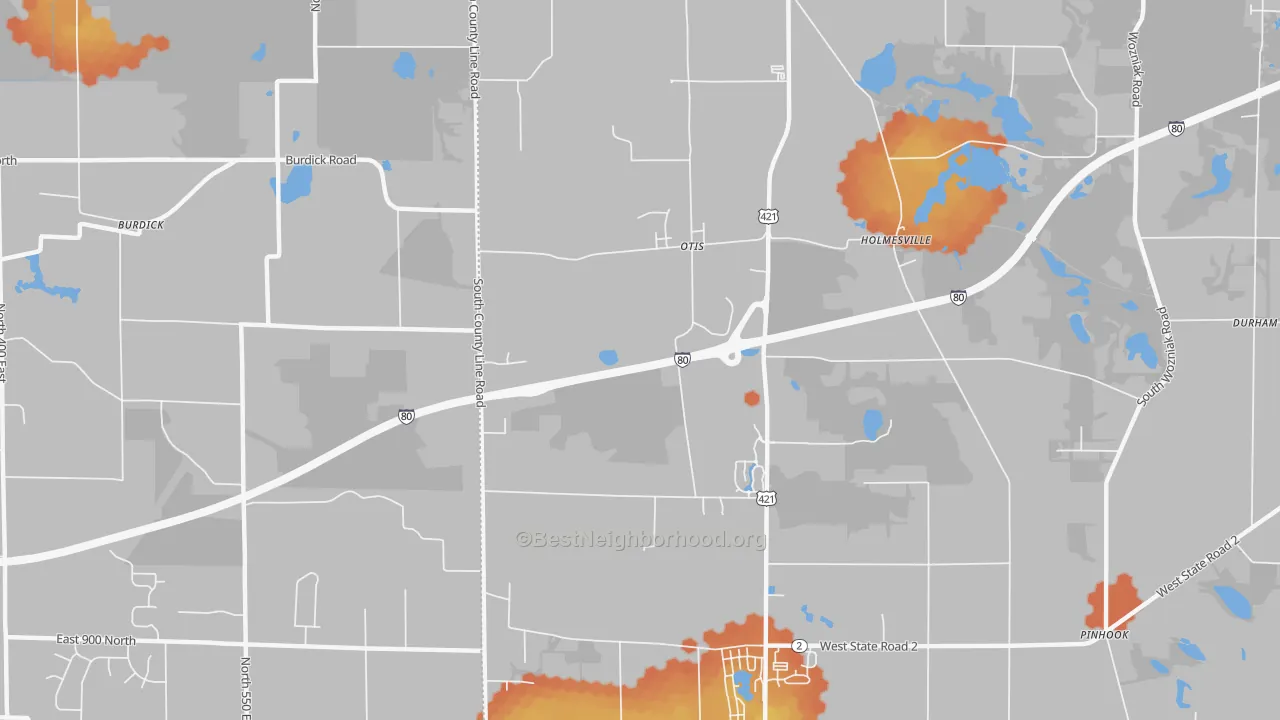 Bike Grade map of Otis, IN