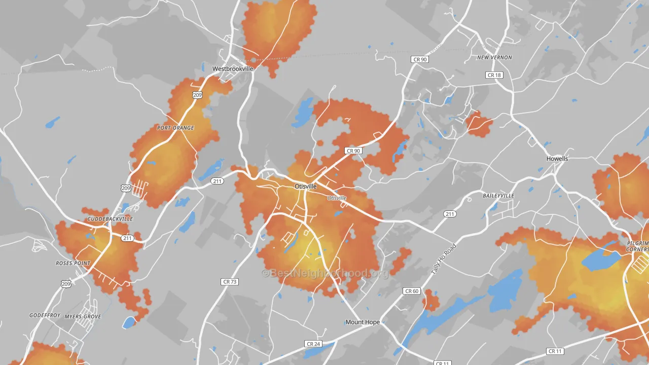 Bike Grade map of Otisville, NY