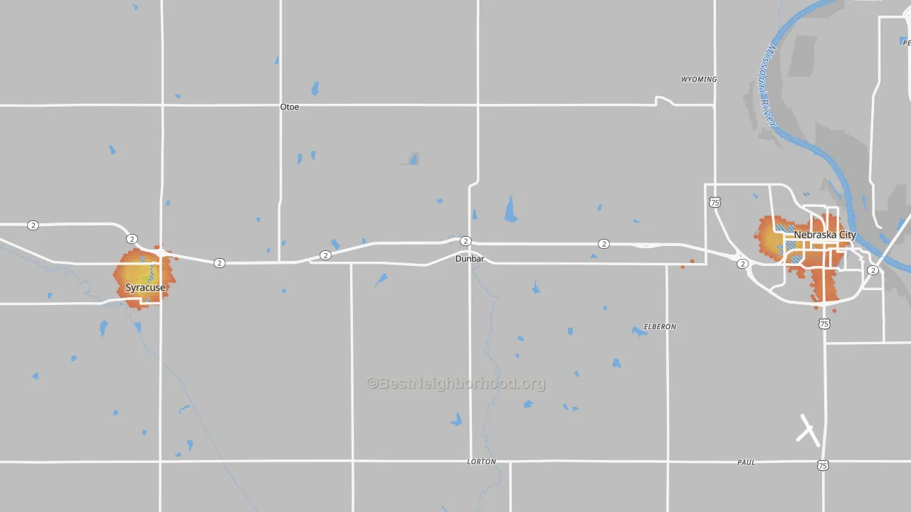 Bike Grade map of Otoe County, NE