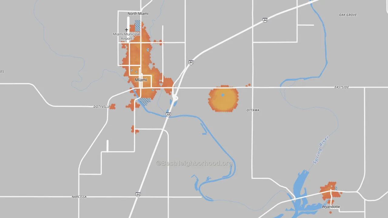 Bike Grade map of Ottawa County, OK