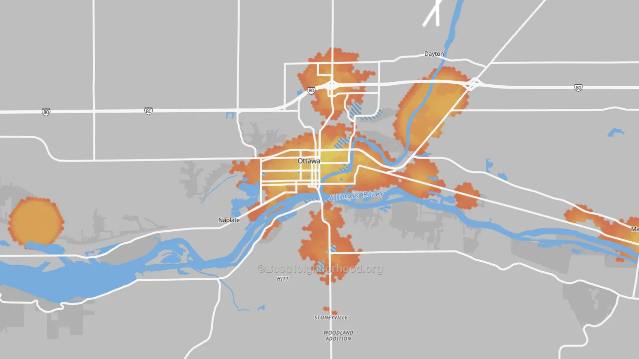 Bike Grade map of Ottawa, IL