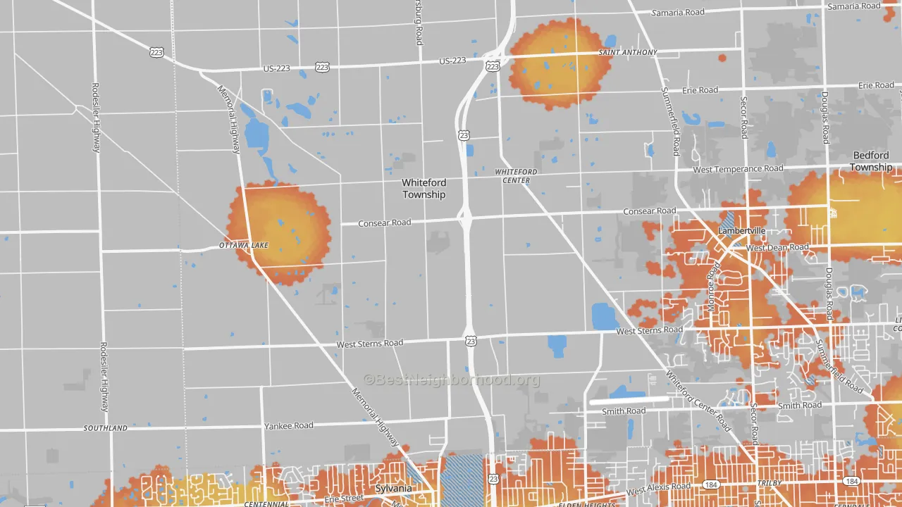 Bike Grade map of Ottawa Lake, MI