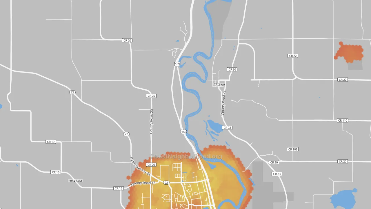 Bike Grade map of Ottawa, MN