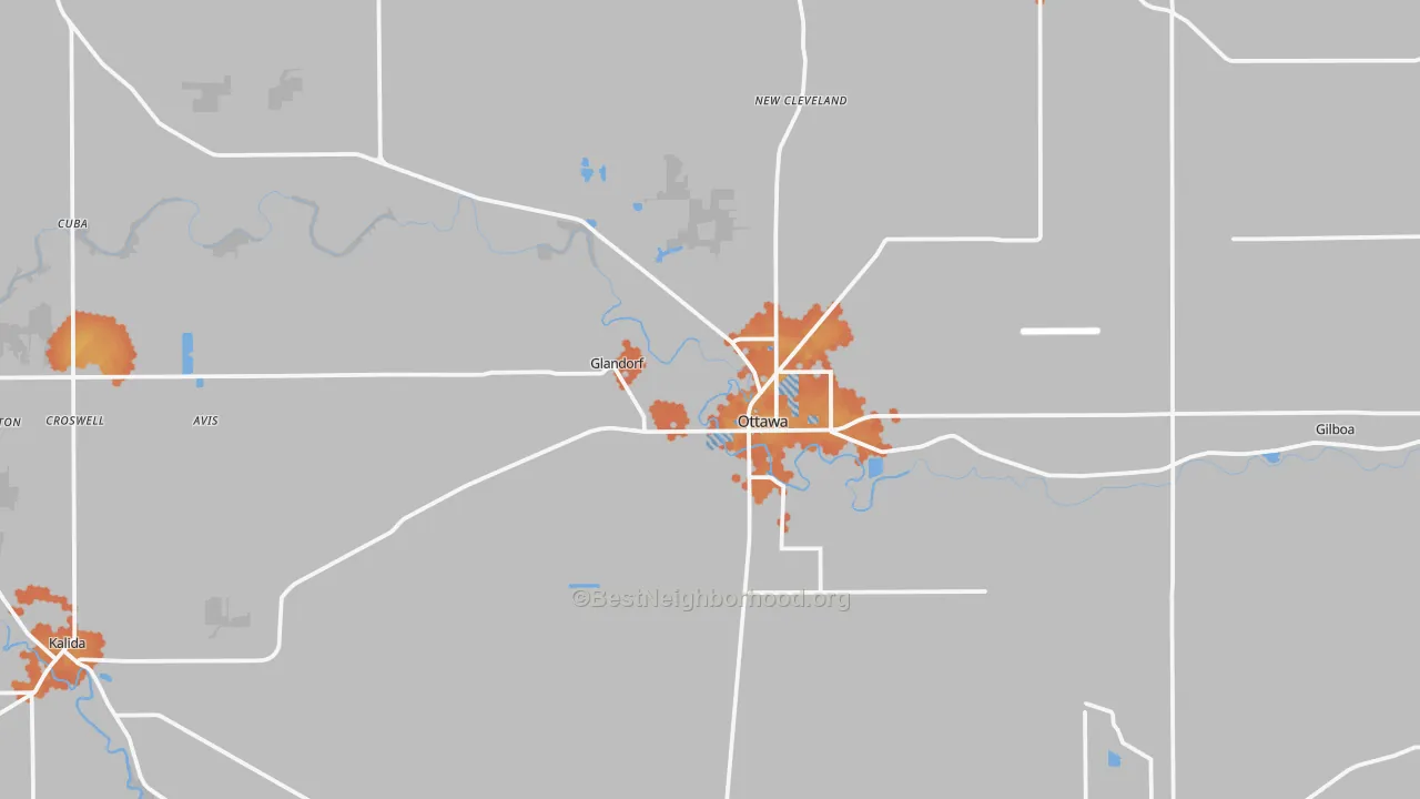 Bike Grade map of Ottawa, OH