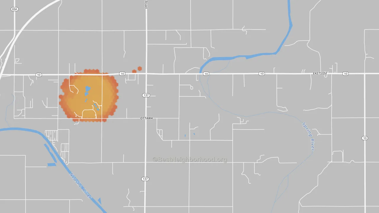 Bike Grade map of Ottawa, OK
