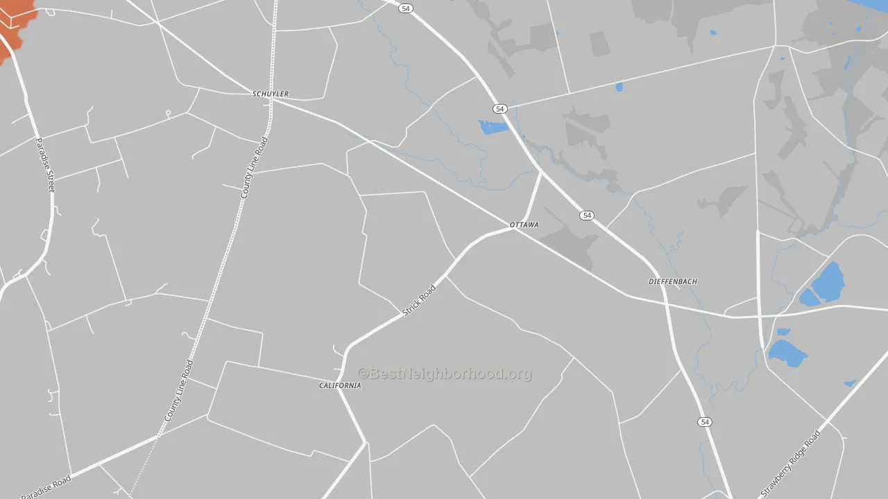 Bike Grade map of Ottawa, PA