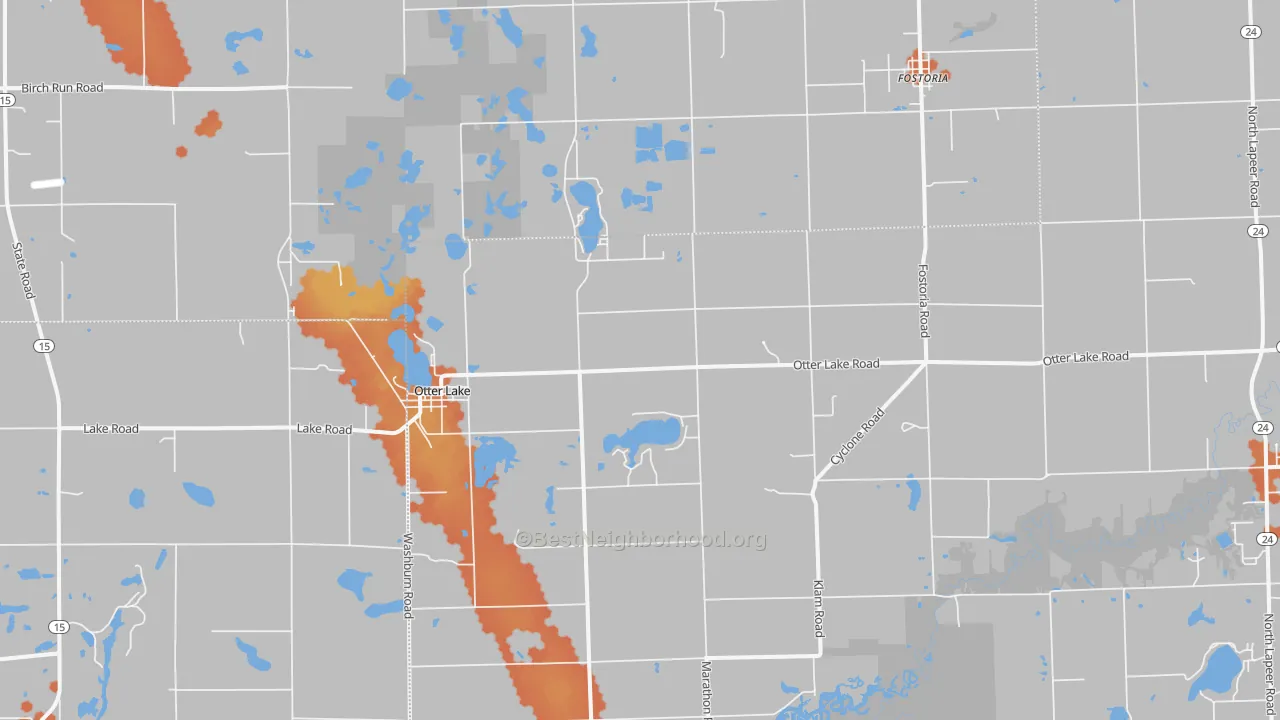 Bike Grade map of Otter Lake, MI