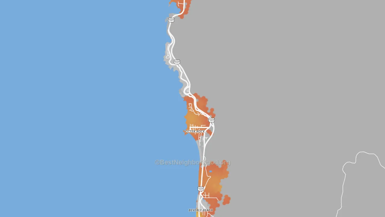 Bike Grade map of Otter Rock, OR