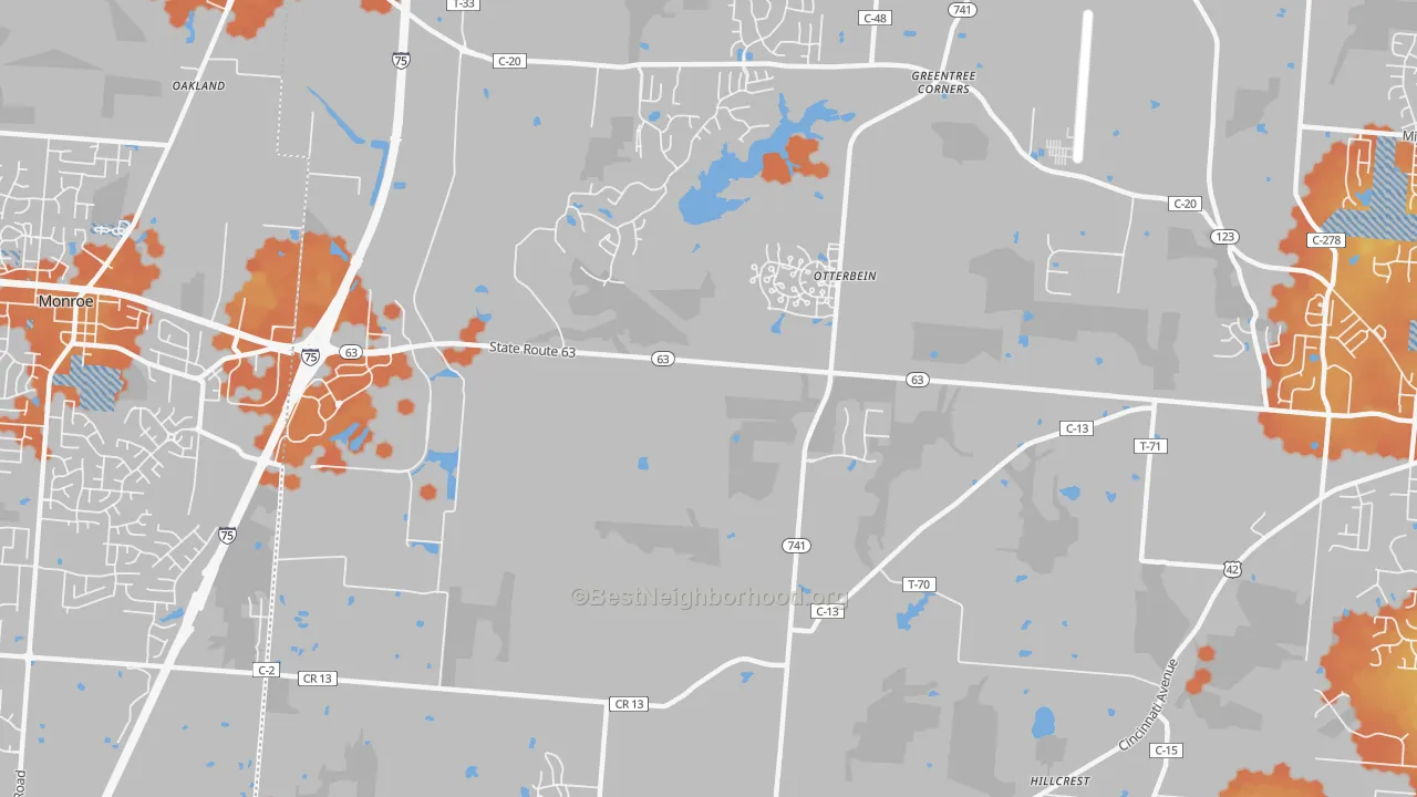 Bike Grade map of Otterbein, OH