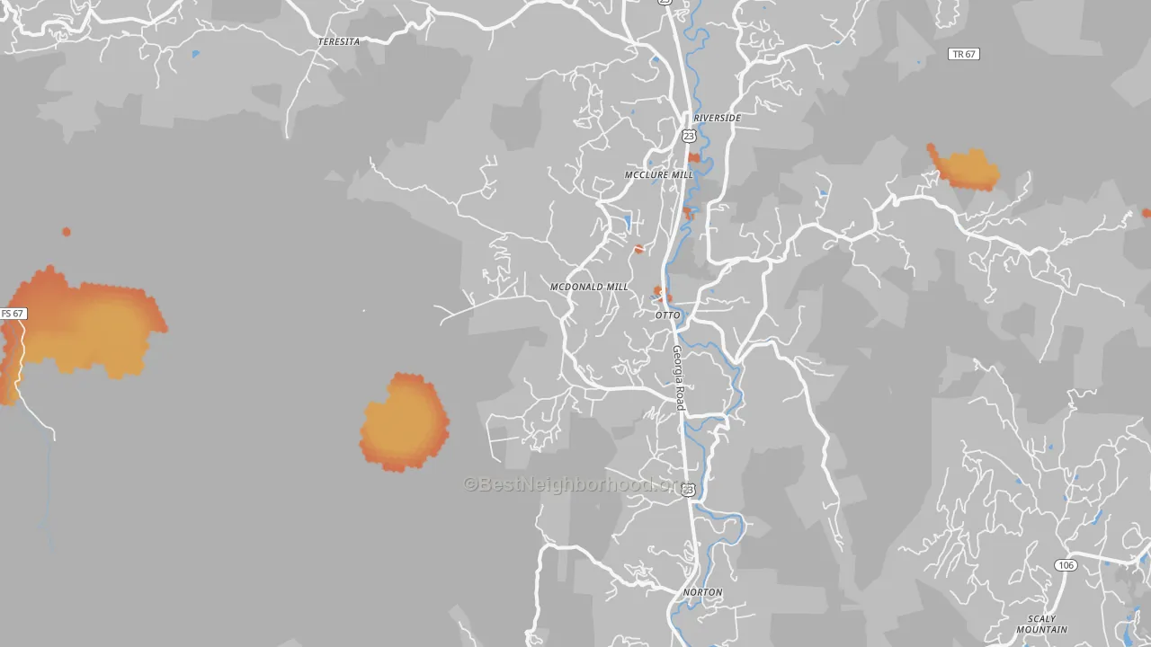Bike Grade map of Otto, NC