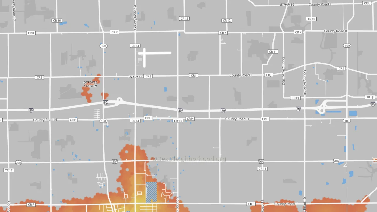 Bike Grade map of Ottokee, OH