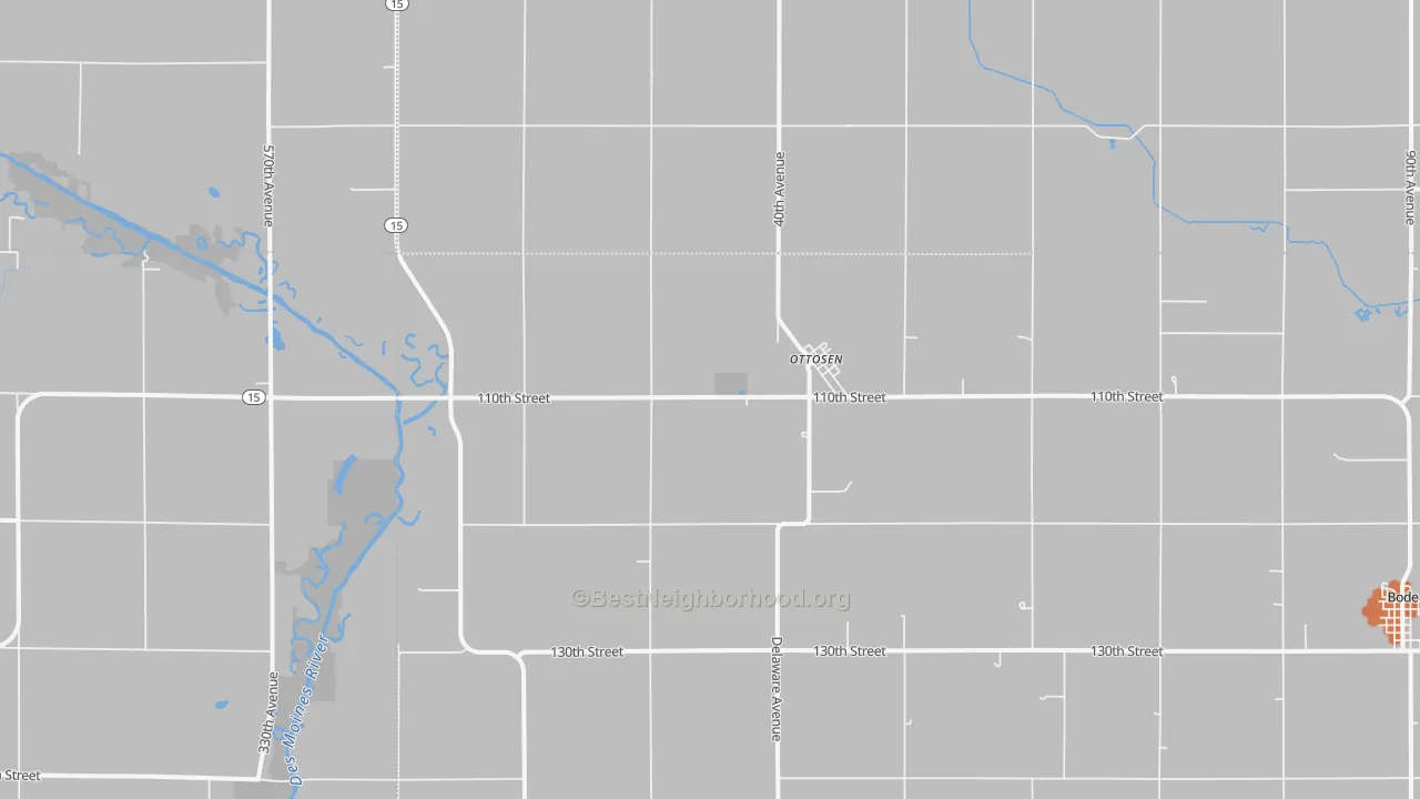 Bike Grade map of Ottosen, IA