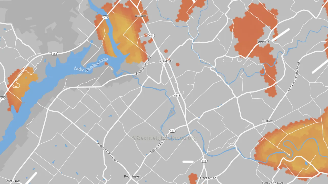 Bike Grade map of Ottsville, PA