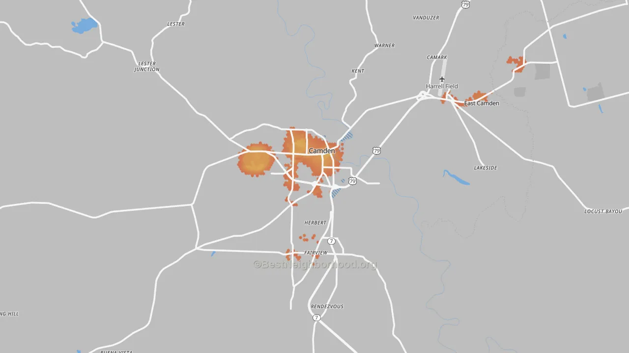 Bike Grade map of Ouachita County, AR