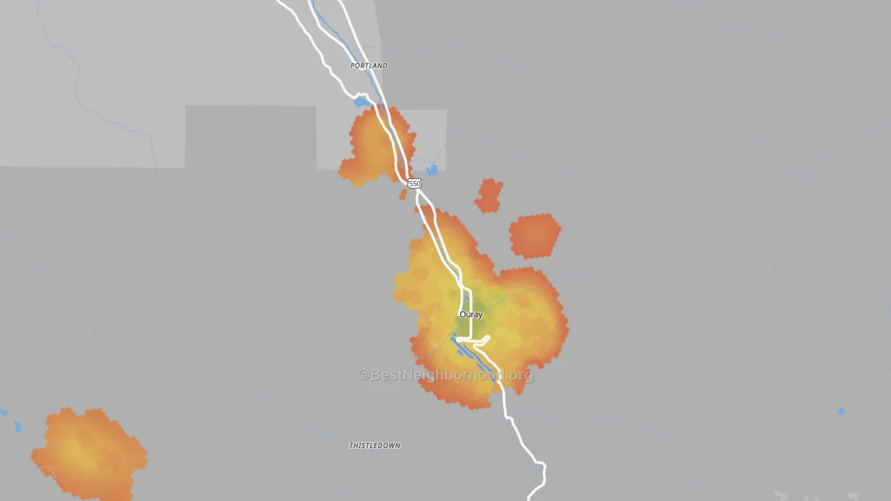 Bike Grade map of Ouray, CO