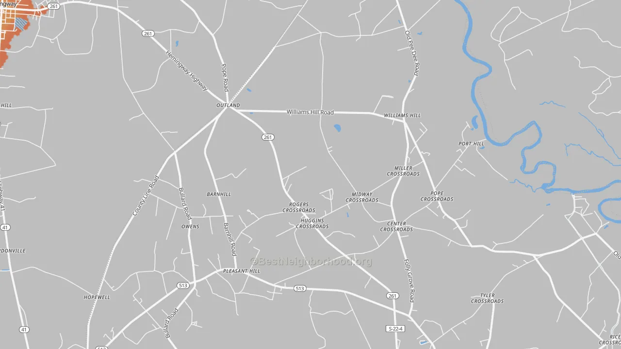 Bike Grade map of Outland, SC