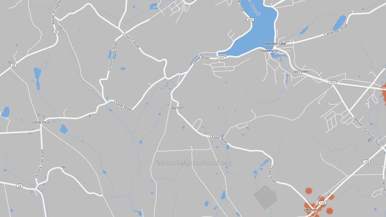 Bike Grade map of Outlet, PA