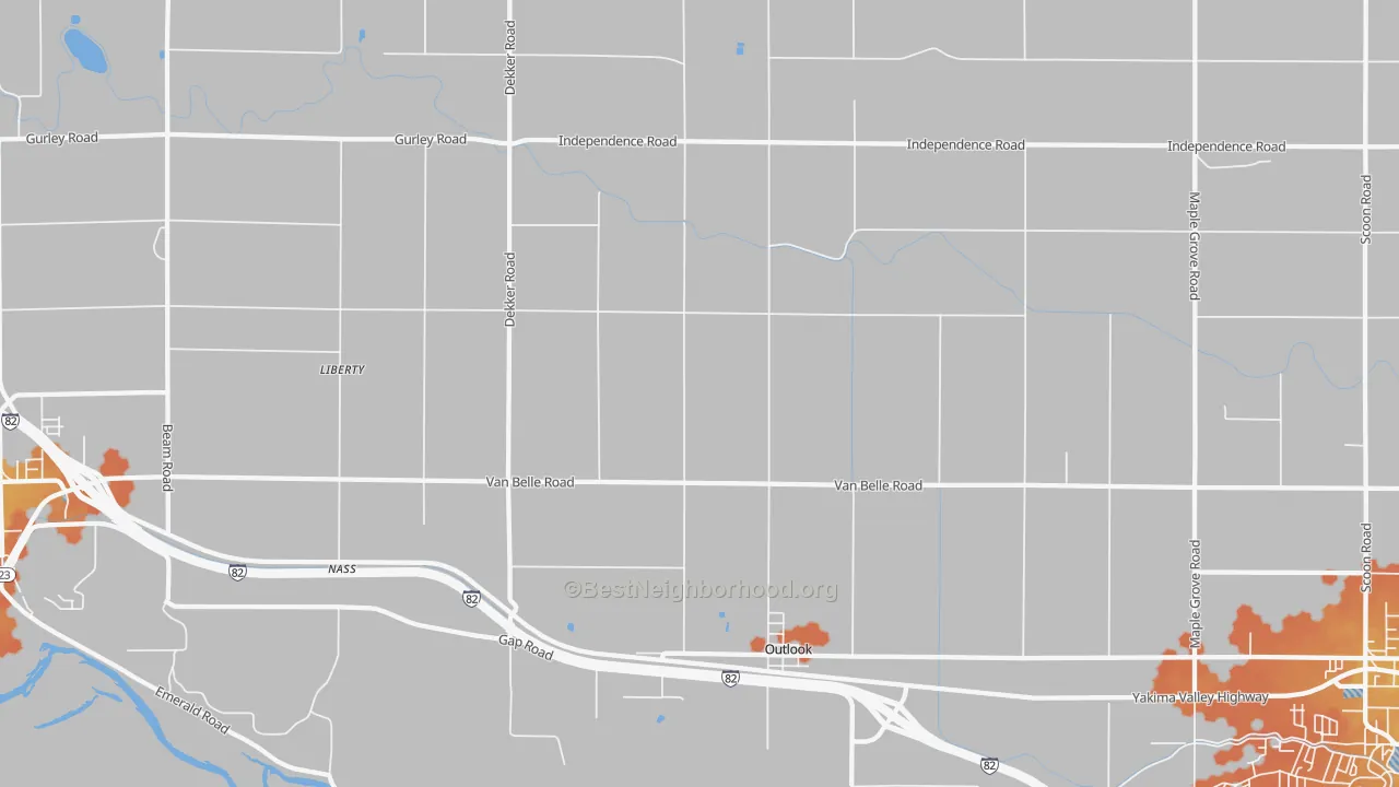 Bike Grade map of Outlook, WA