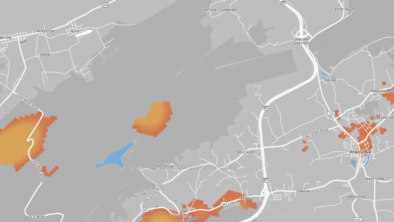 Bike Grade map of Outwood, PA