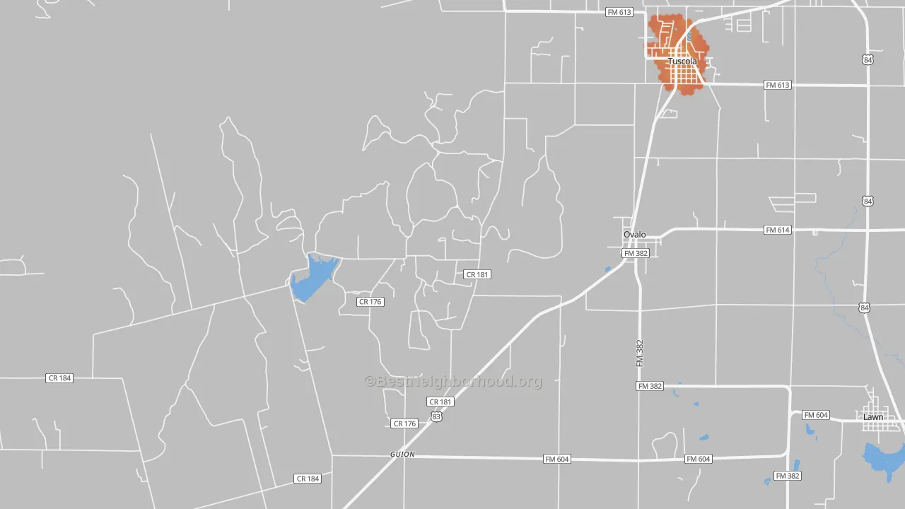 Bike Grade map of Ovalo, TX
