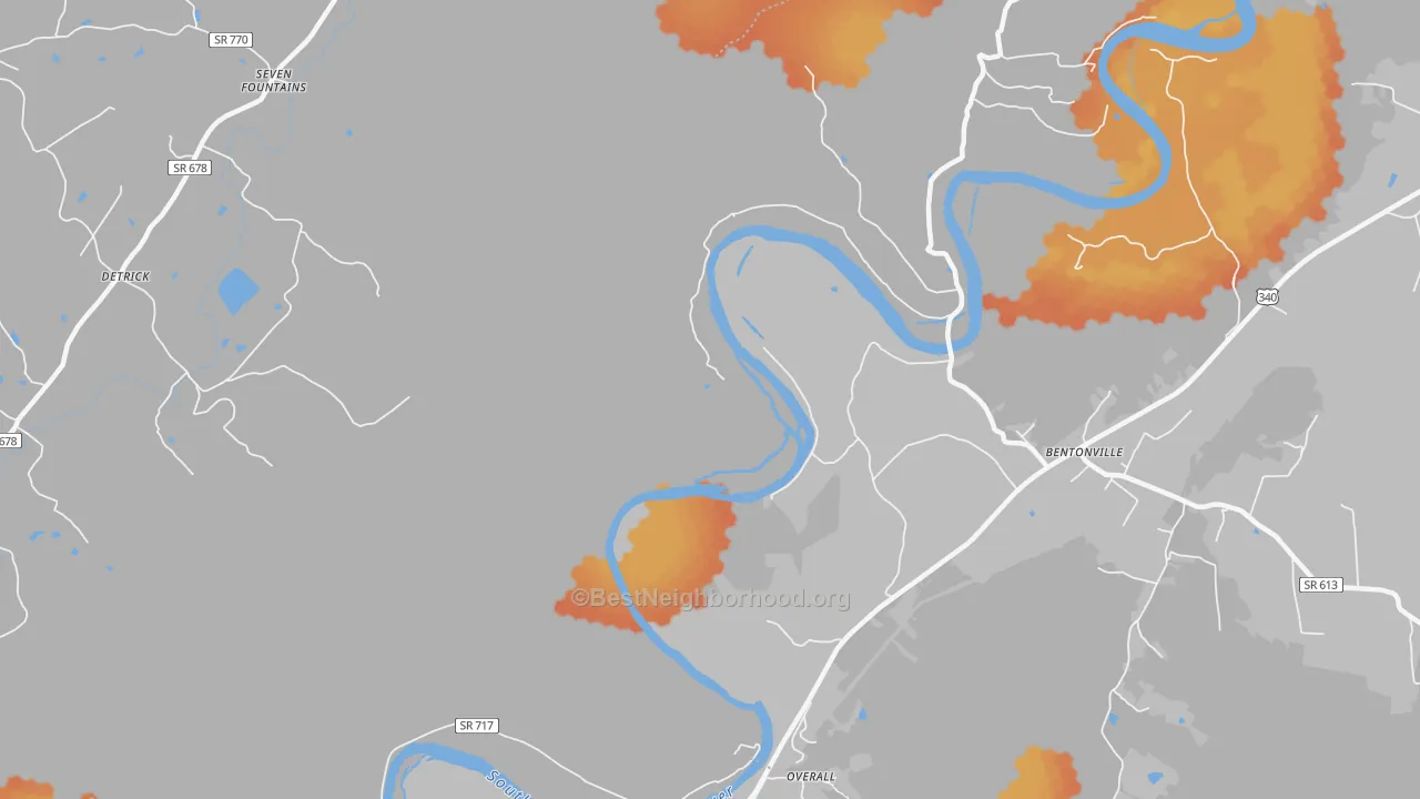 Bike Grade map of Overall, VA