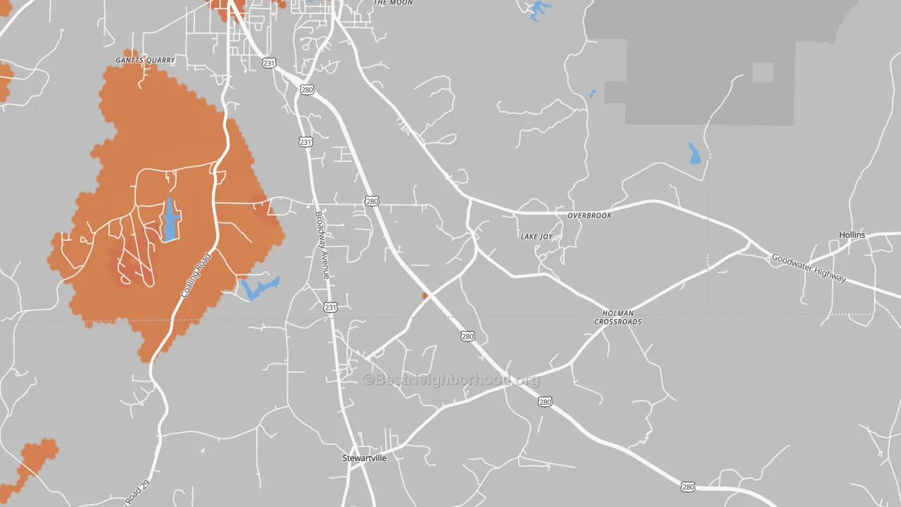 Bike Grade map of Overbrook, AL