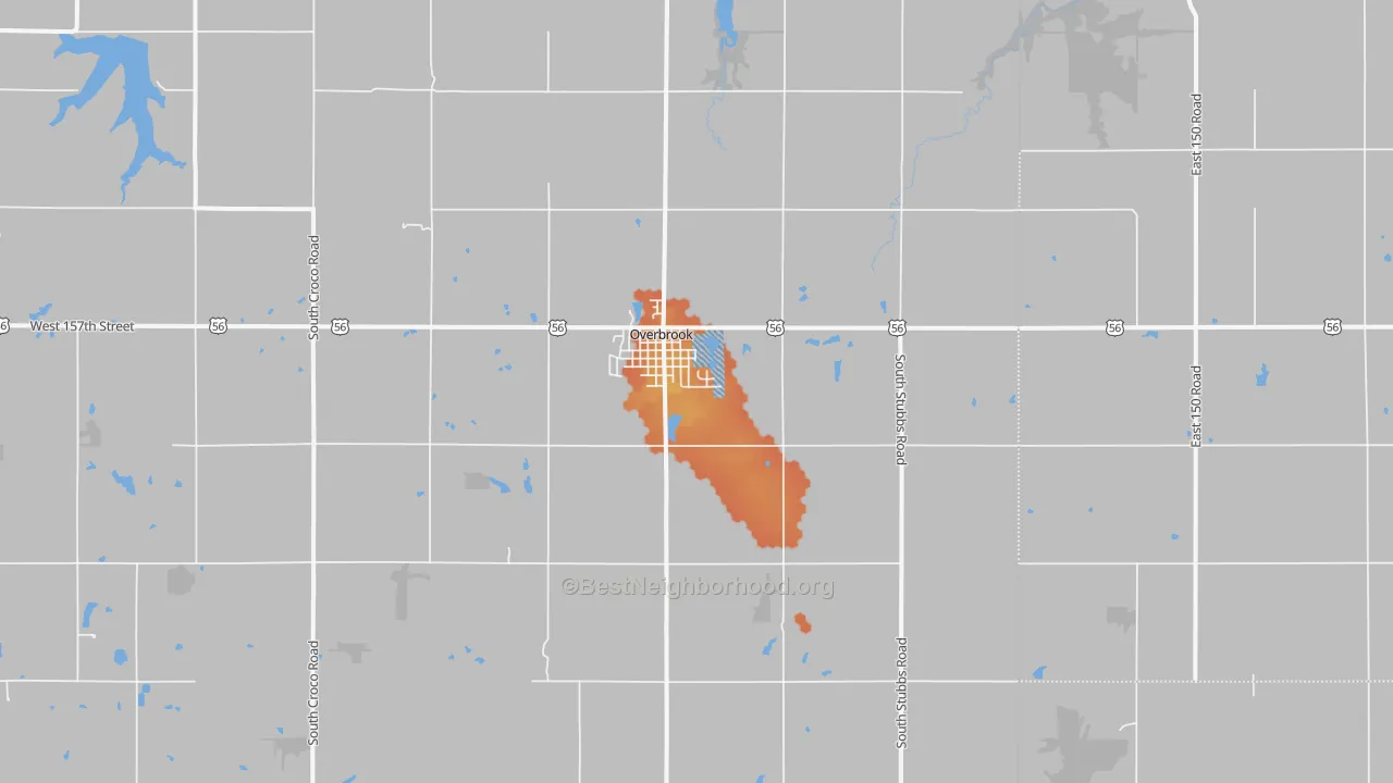 Bike Grade map of Overbrook, KS
