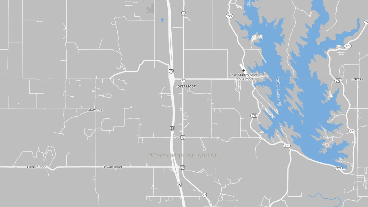 Bike Grade map of Overbrook, OK