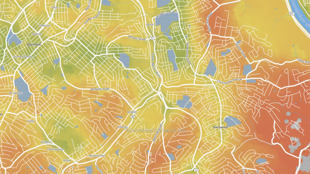 Bike Grade map of Overbrook, Pittsburgh, PA